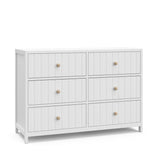 White 6 drawer dresser angled view