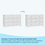 Graco® Teddi® 6 Drawer Dresser with Customizable Knobs.