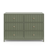 Front view of olive 6 drawer dresser