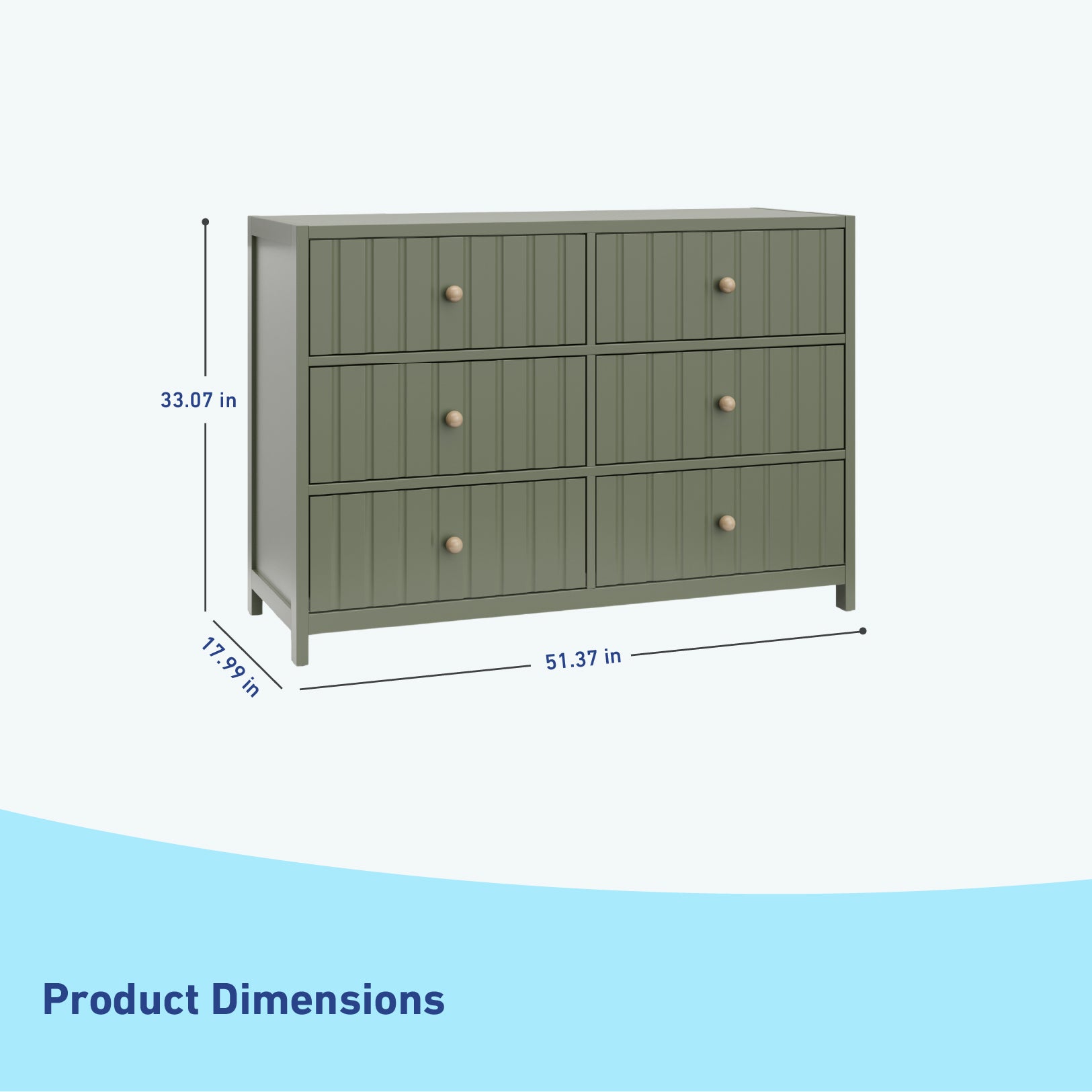 Olive dresser with dimensions 