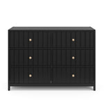 Front view of black 6 drawer dresser