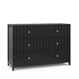 Black 6 drawer dresser angled view