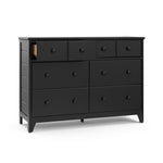 Moss 6 Drawer Dresser angled view drawer out black