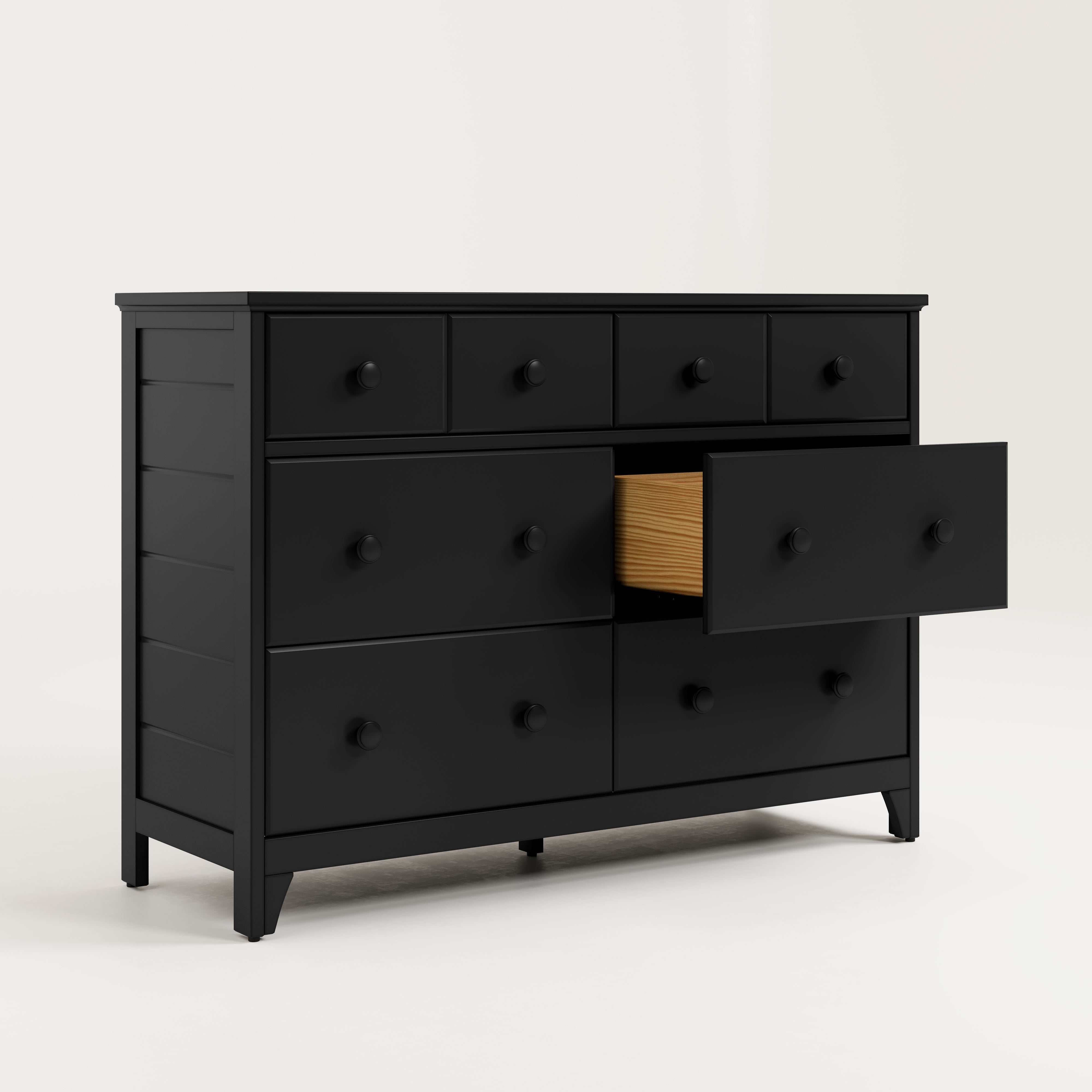 black Moss 6 Drawer Dresser drawer out angled view