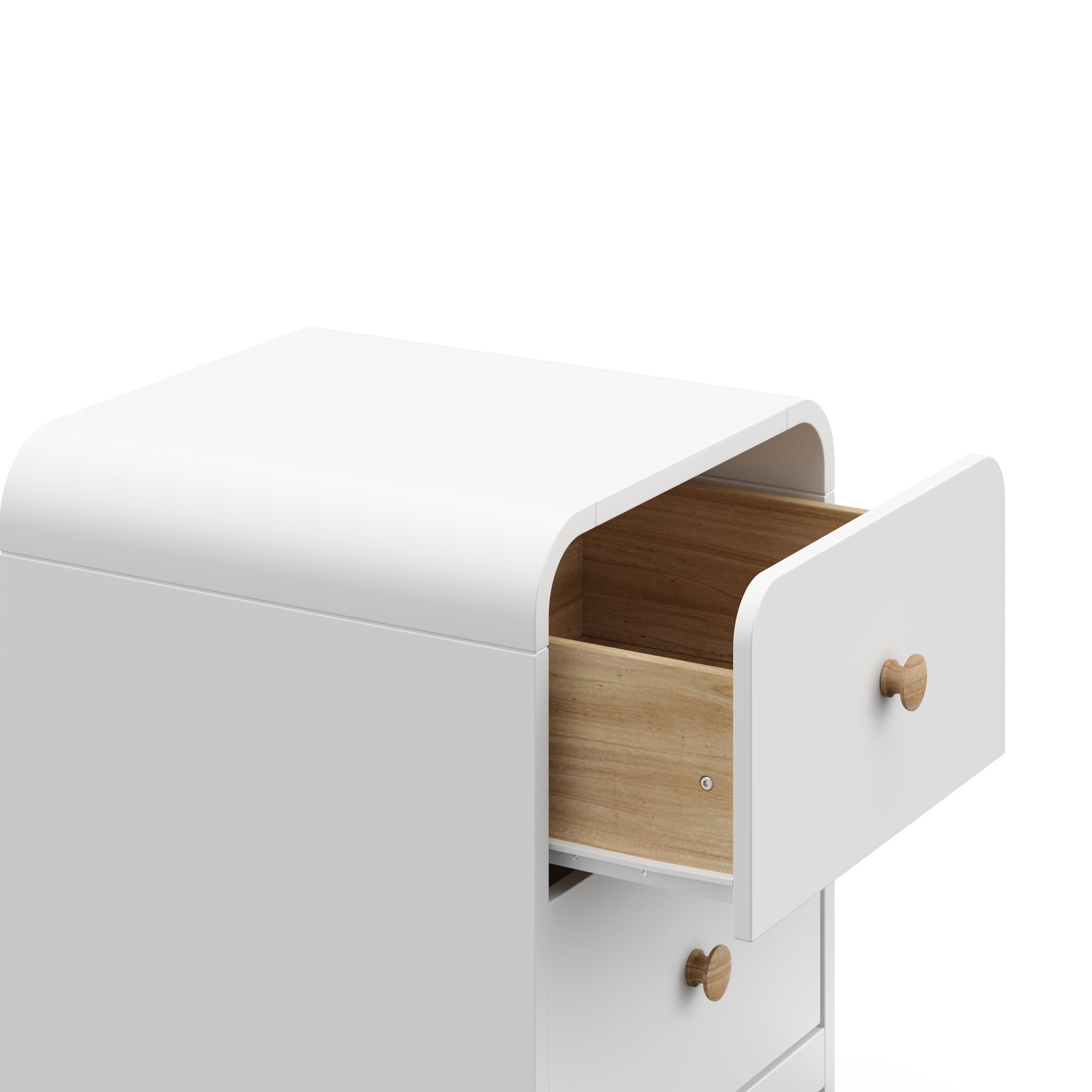 santos 2 drawer dresser white drawer out 