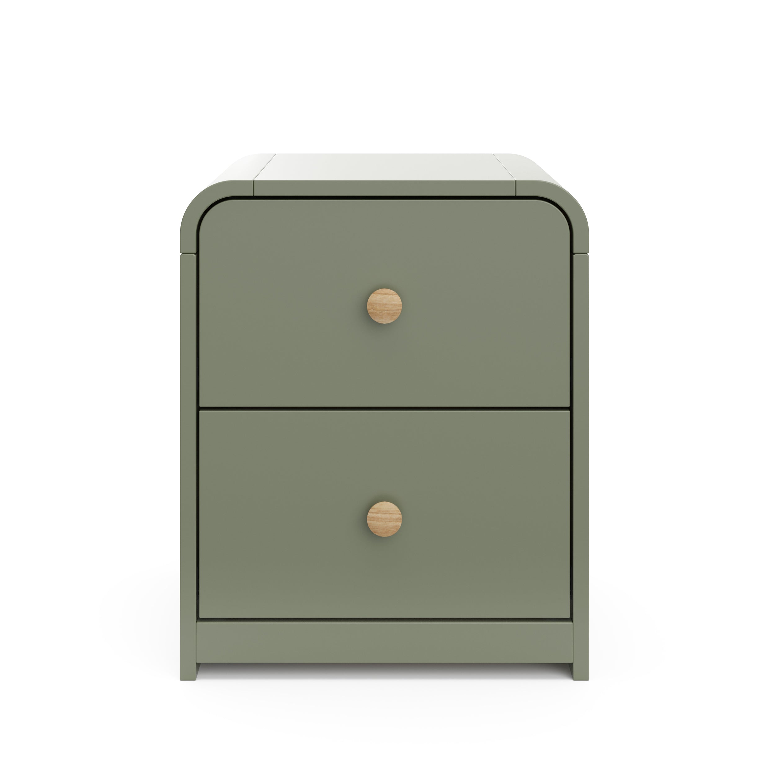 santos 2 drawer dresser olive front view