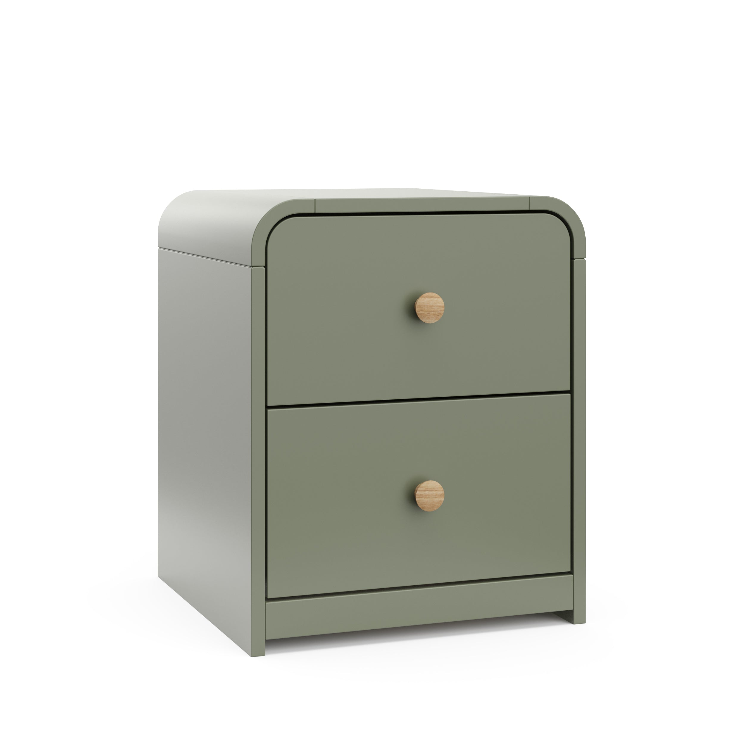 2 drawer dresser olive side view santos