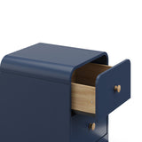 2 drawer midnight blue santos drawer out top side view angle