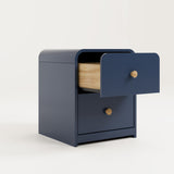 2 drawer midnight blue santos drawer out side view