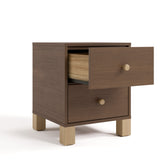 California hazelnut with driftwood nightstand angle view with top drawer open