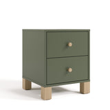 California olive with driftwood nightstand angle view