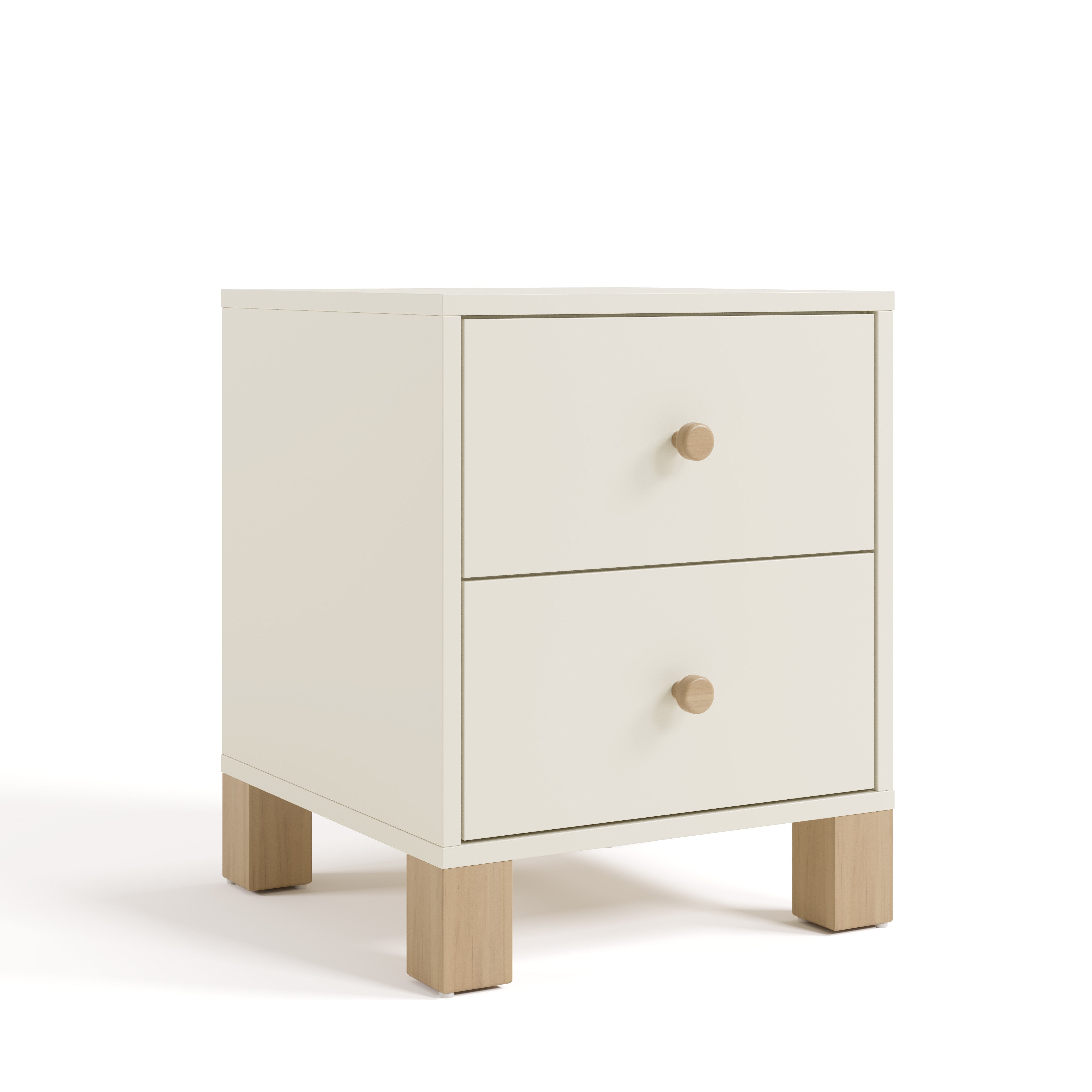 California frosted oat with driftwood nightstand angle view