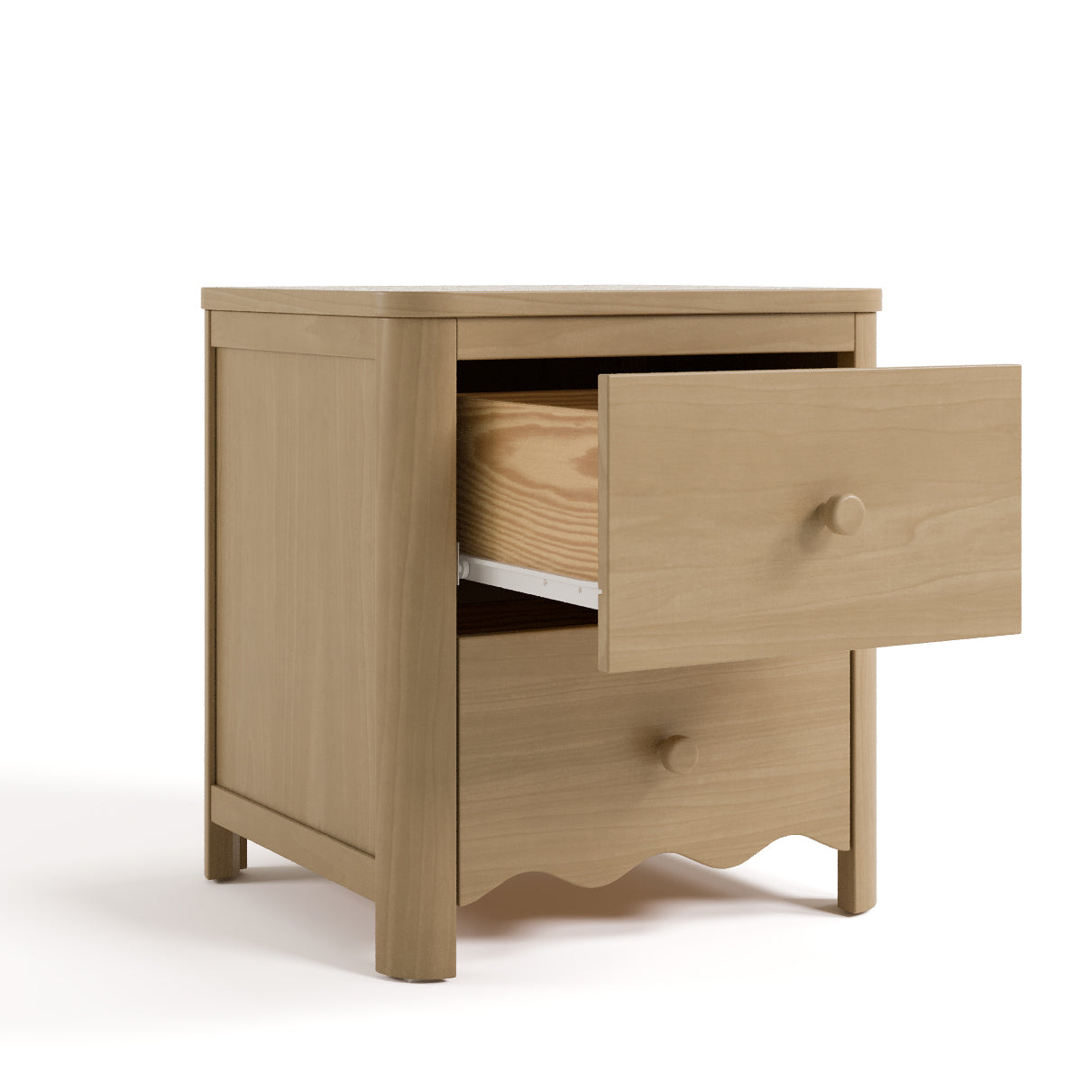 Casablanca driftwood nightstand angle view with top drawer open