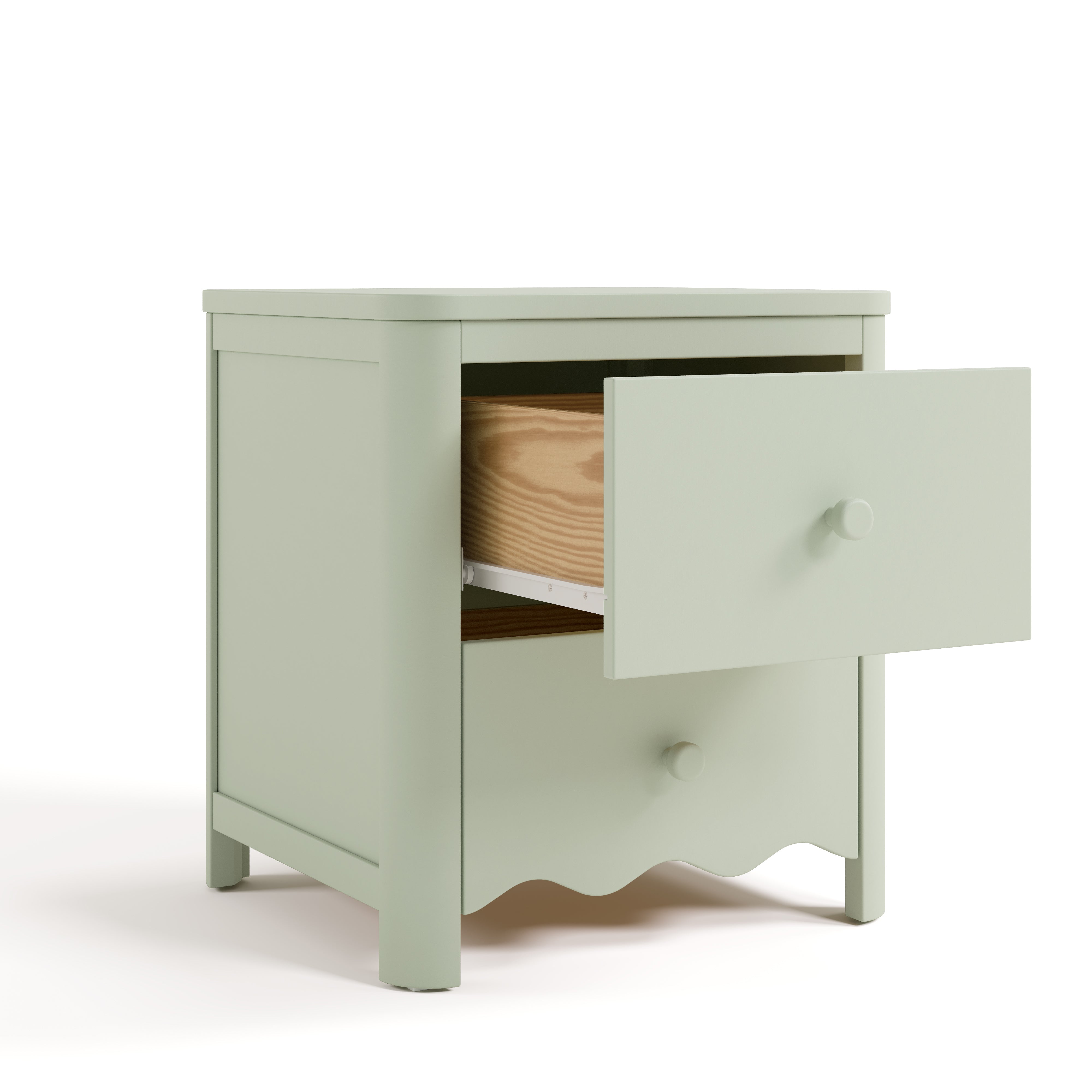 Casablanca sage nightstand angle view with top drawer open