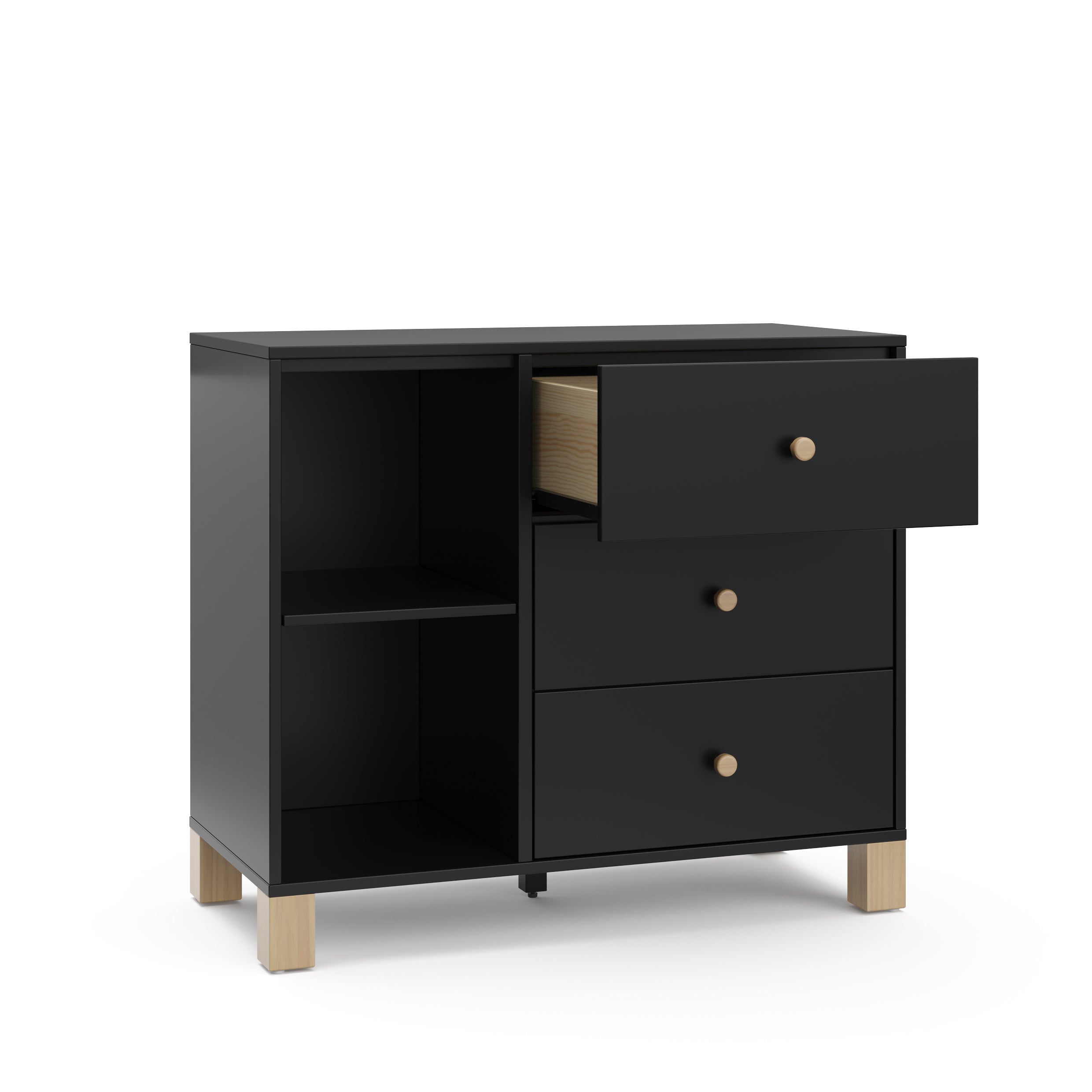 Black California 3 Drawer Combo Dresser open drawer