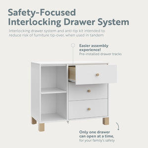 Storkcraft California 3 Drawer Combo Dresser white safety instructions