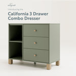 3 drawer combo dresser angled view (Olive with Driftwood)