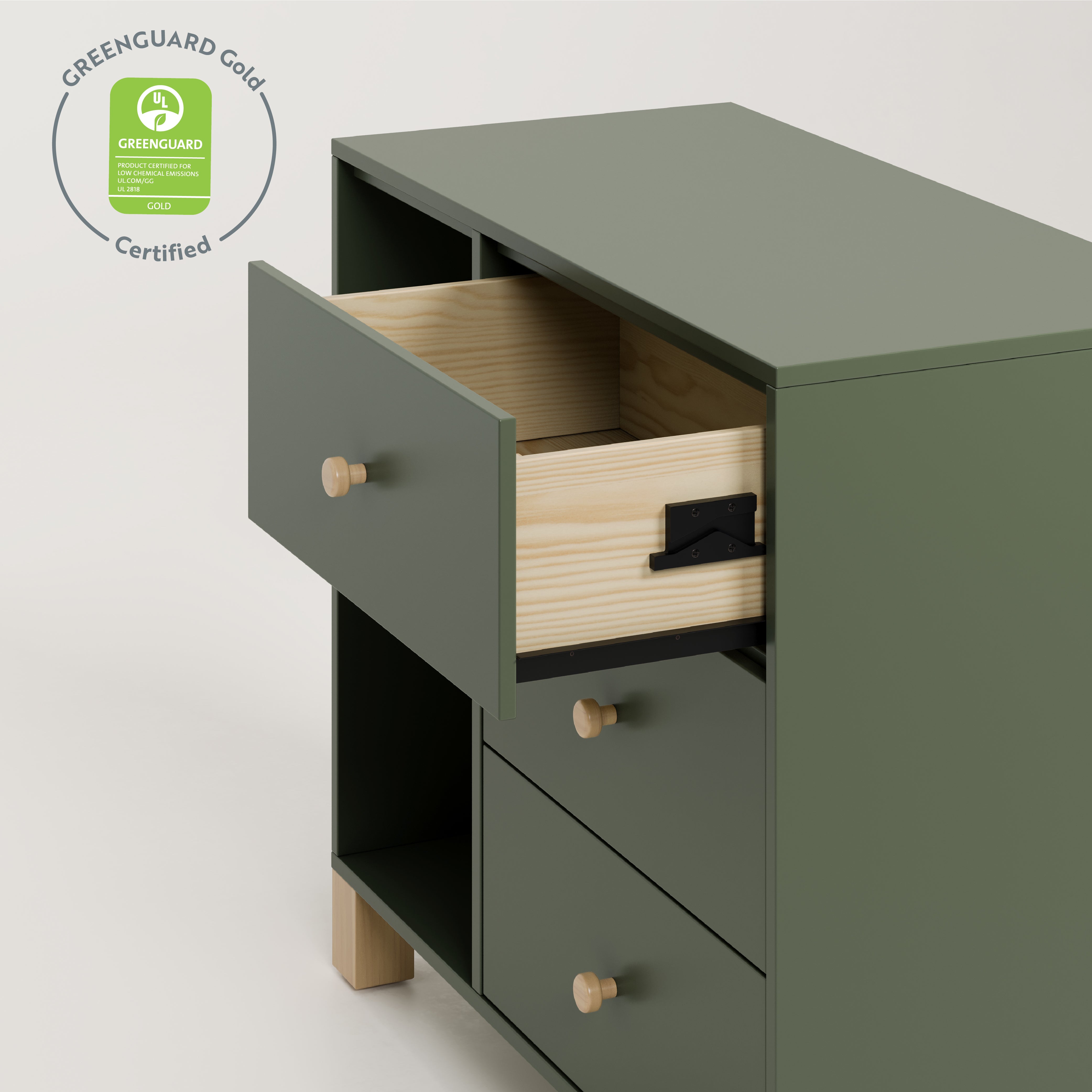 3 drawer combo dresser with certification (Olive with Driftwood)