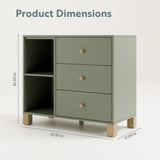 3 drawer combo dresser with dimensions (Olive with Driftwood)