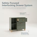 3 drawer combo dresser interlocking system (Olive with Driftwood)