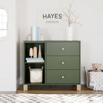 3 Drawer dresser in a nursery (Olive with Driftwood)