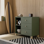 3 Drawer dresser in a nursery (Olive with Driftwood)