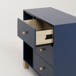 3 drawer combo dresser angled view (Midnight Blue with Driftwood)