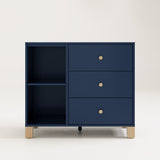 3 drawer combo dresser front view (Midnight Blue with Driftwood)