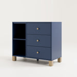 3 drawer combo dresser front view (Midnight Blue with Driftwood)