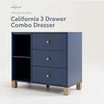 3 drawer combo dresser angled view (Midnight Blue with Driftwood)