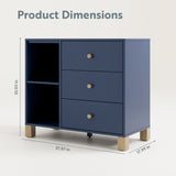 3 drawer combo dresser with dimensions (Midnight Blue with Driftwood)