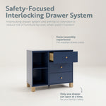 3 drawer combo dresser interlocking system (Midnight Blue with Driftwood)