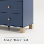 Dresser legs detail view (Midnight Blue with Driftwood)