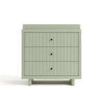 3 drawer chest with changing topper front facing view sage