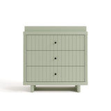 3 drawer chest with changing topper front facing view sage