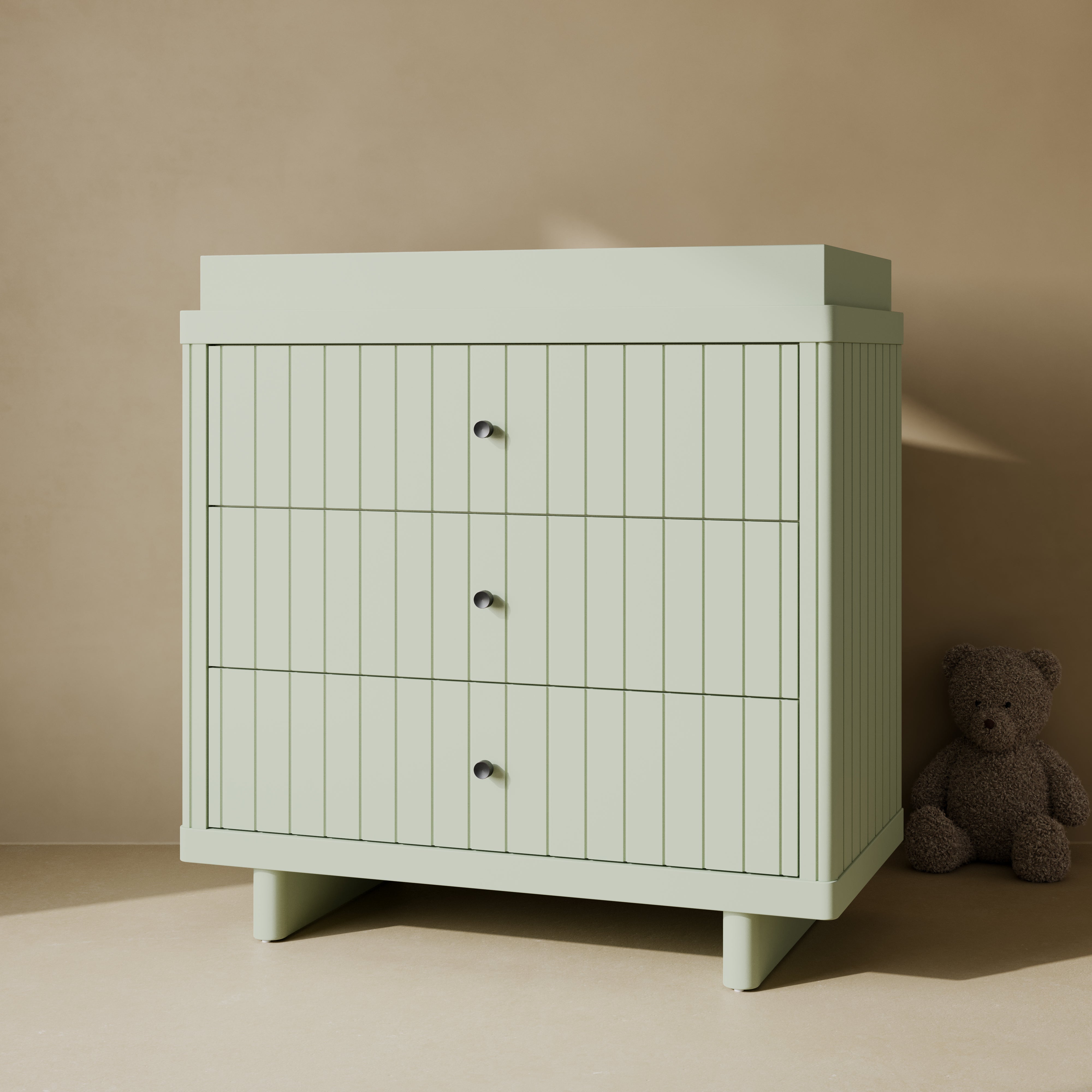 3 drawer chest with changing topper in nursery sage