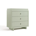 3 drawer chest with changing topper angled view sage