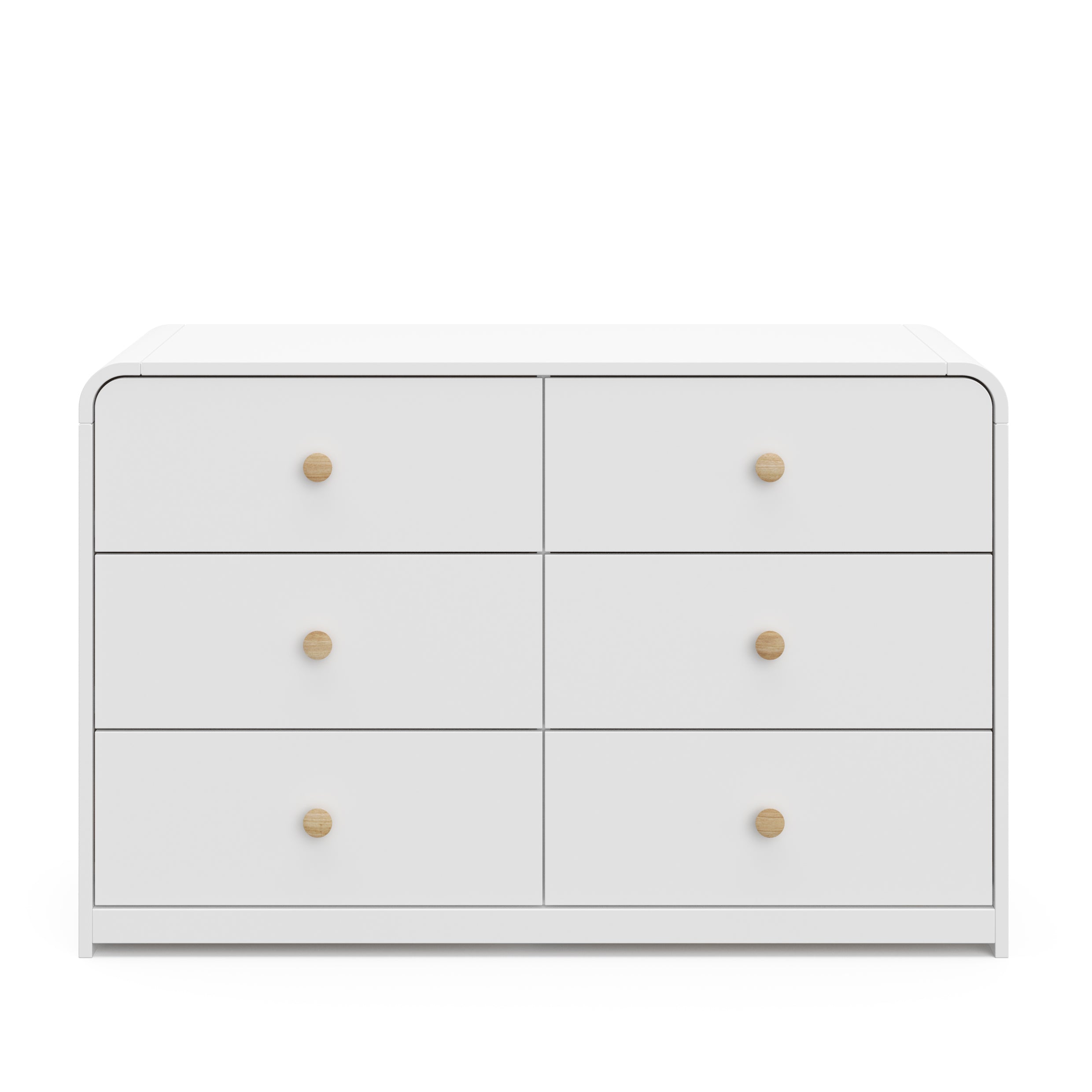 Front view of 6 drawer dresser with driftwood knobs