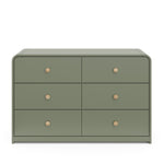 6 drawer dresser olive front view