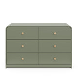 6 drawer dresser olive front view