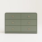 6 drawer dresser olive front view