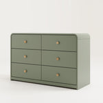 6 drawer dresser olive side view angle