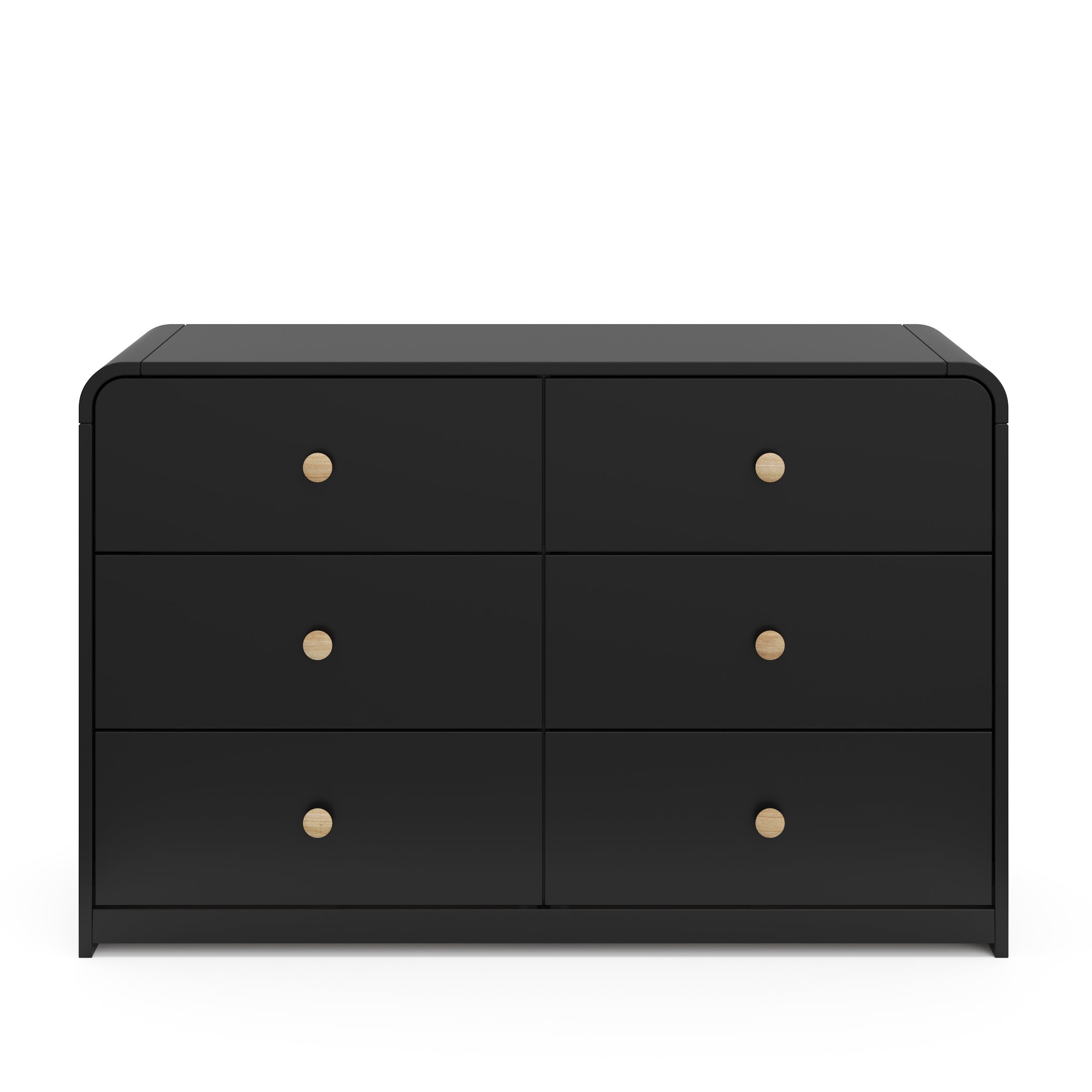 6 drawer dresser black front view