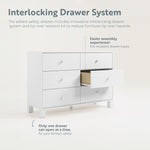 6 Drawer Dresser interlocking system (White)