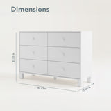 6 Drawer Dresser with dimensions (White)