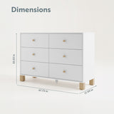 6 Drawer Dresser with dimensions (White with Driftwood)