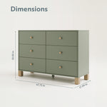 6 Drawer Dresser with dimensions (Olive with Driftwood)