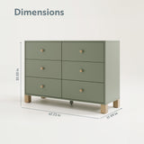 6 Drawer Dresser with dimensions (Olive with Driftwood)