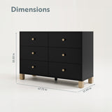 6 Drawer Dresser with dimensions (Black with Driftwood)