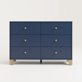 6 Drawer Dresser front view (Midnight Blue with Driftwood)